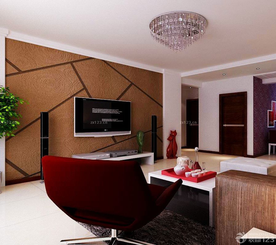 客厅电视硅藻泥背景墙效果图2015图片