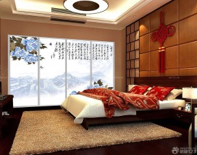 一室一厅装修样板间 中式卧室床头背景墙