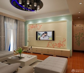 客厅电视硅藻泥背景墙效果图 现代风格家装