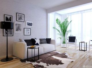 现代欧式一室一厅客厅沙发背景墙装修样板间