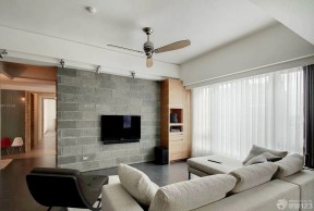 裝修效果圖三室兩廳電視背景墻 灰色墻面裝修效果圖片