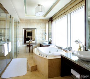 酒店室内设计 大理石包裹浴缸装修效果图片
