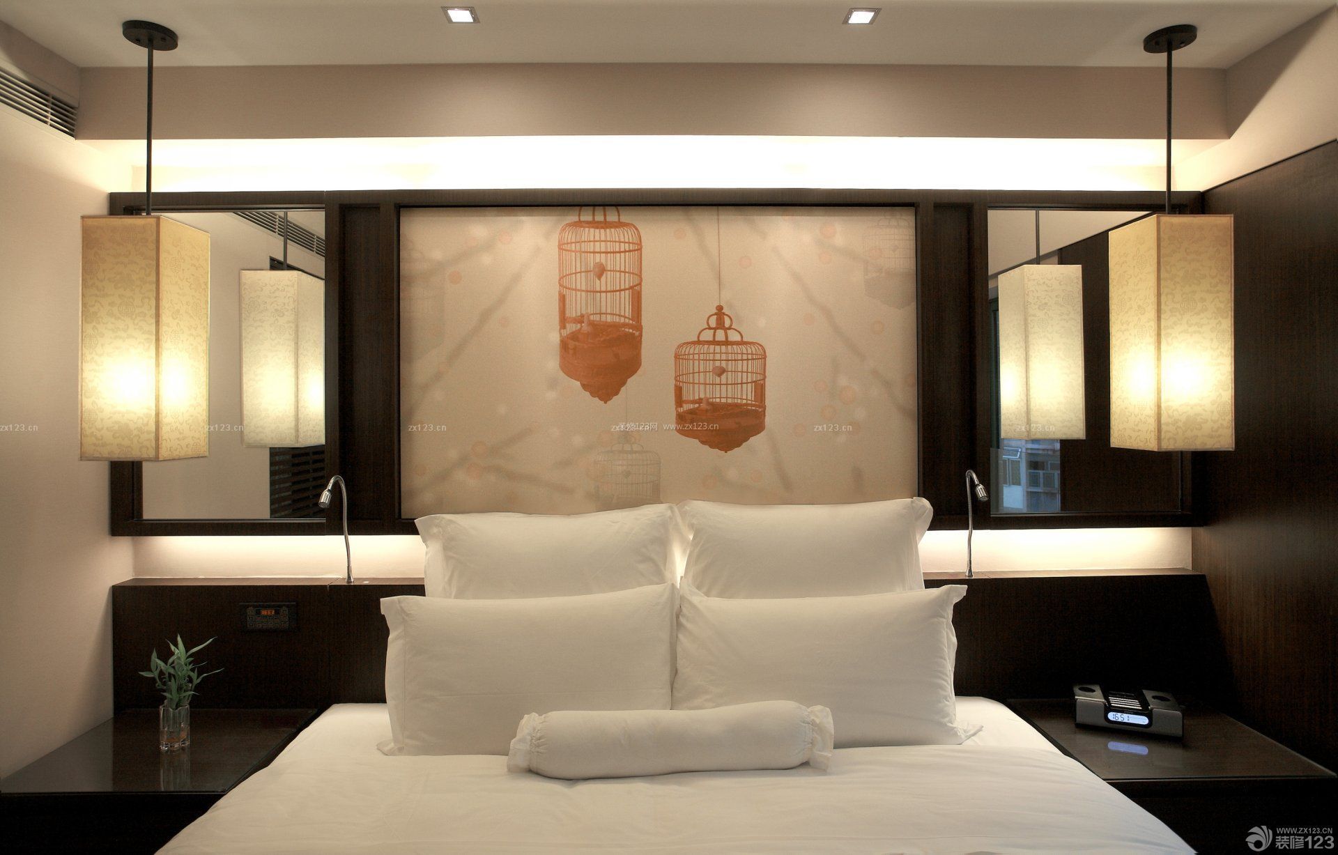 2015快捷酒店客房床头背景墙装修设计图