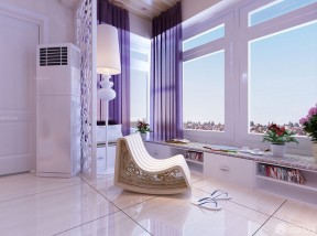 客厅阳台装修 紫色窗帘装修效果图片