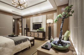 中式别墅设计效果图 卧室电视背景墙