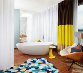 小型酒店浴室浴帘装修设计图片 
