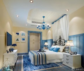 温馨地中海和美式风格混搭卧室设计效果图