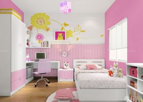 儿童房卧室乳胶漆颜色装修设计效果图女孩
