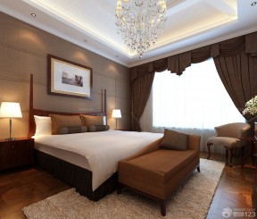 酒店公寓房间纯色窗帘装修效果图片