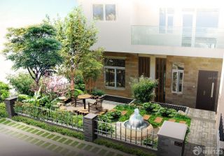 现代自建房庭院绿化设计效果图
