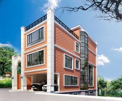 2015三层别墅外墙红砖装修设计效果图大全_装