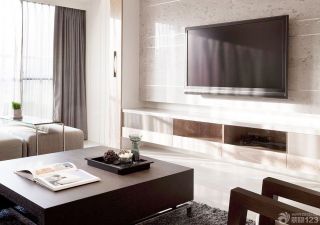 现代简约客厅微晶石电视背景墙装修实景图