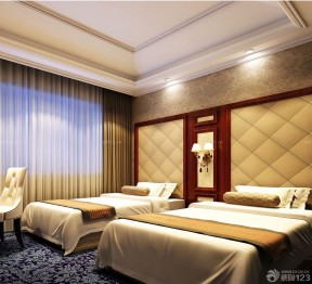 豪华酒店标间床头背景墙装修效果图片