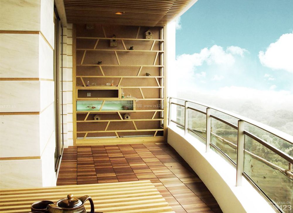 交换空间样板房阳台设计装修效果图