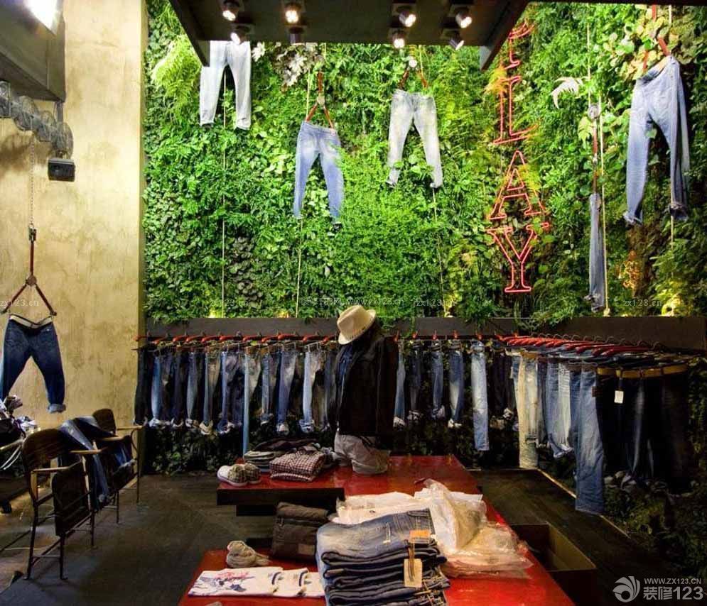 经典服装店室内背景墙装修效果图片