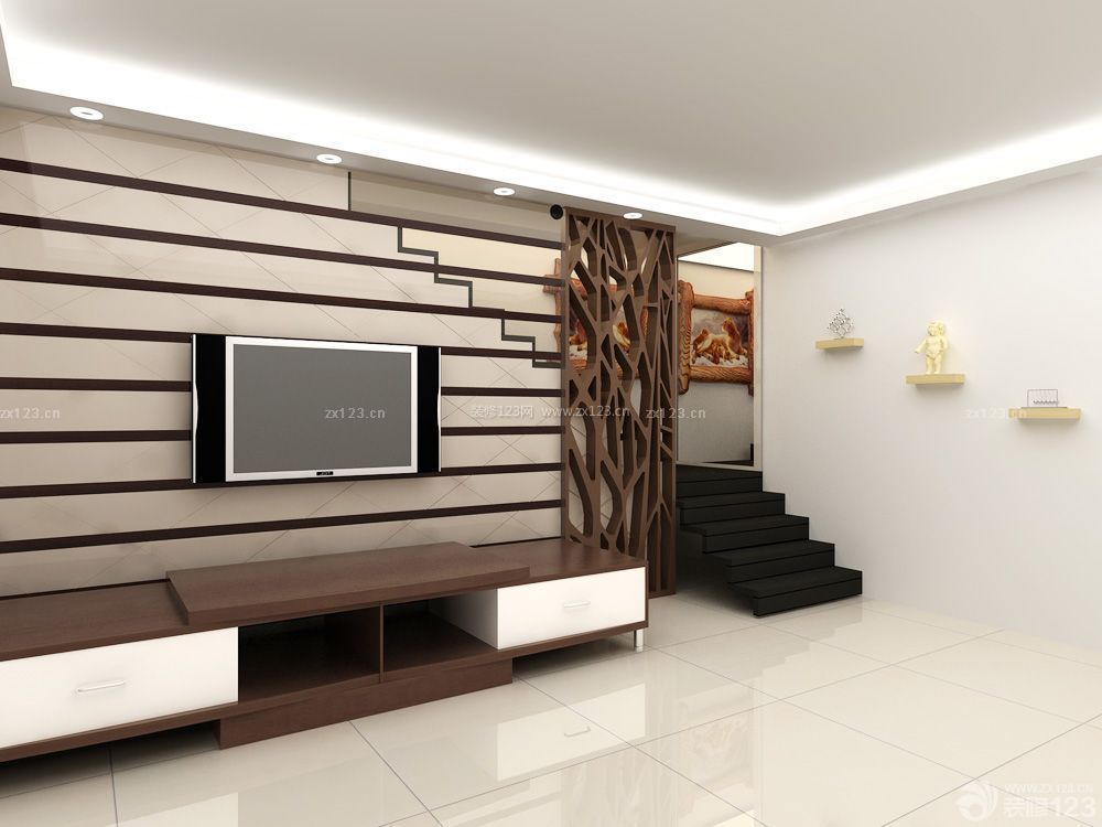 现代客厅和背景墙设计效果图片
