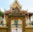 个性东南亚风格别墅外围墙门柱设计