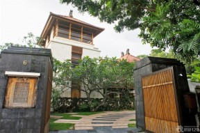 东南亚风格别墅外围墙门柱设计图片