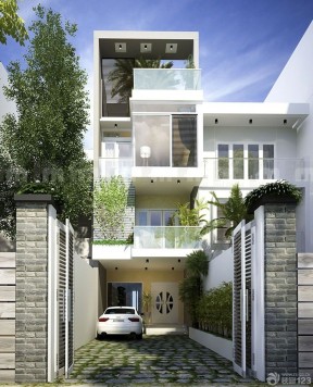 别墅外围墙门柱设计 现代别墅设计效果图