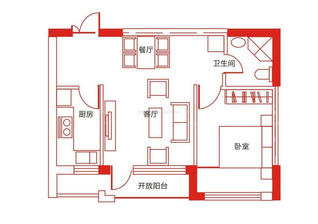 42平的小戶型單身公寓室內(nèi)設(shè)計(jì)平面圖