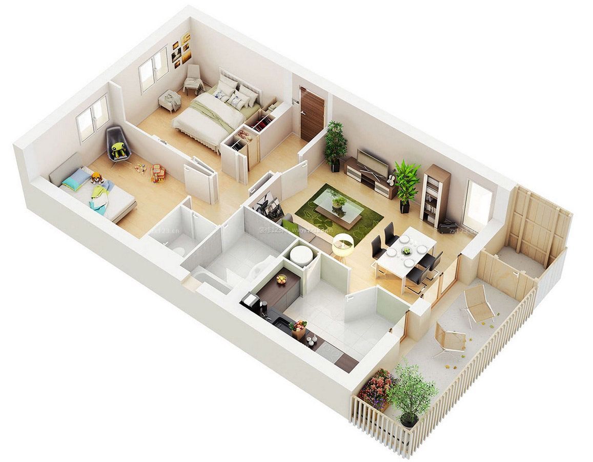 42平的现代设计风格小户型家庭平面图