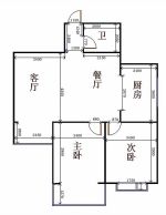 42平的小戶型兩室兩廳一廚一衛(wèi)平面圖