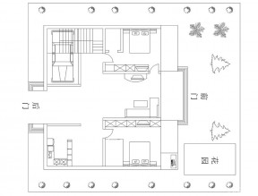 42平的小戶型花園別墅布局設(shè)計平面圖