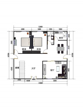 42平的小户型跃层房屋造型设计平面图