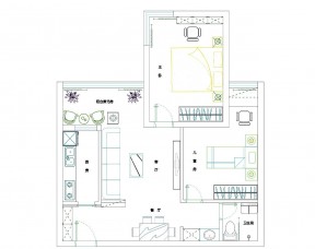42平的两房两厅小户型家居设计平面图