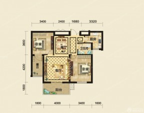 42平的美式小别墅家居小户型平面图