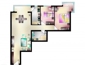 42平的小户型两室两厅装修设计平面图