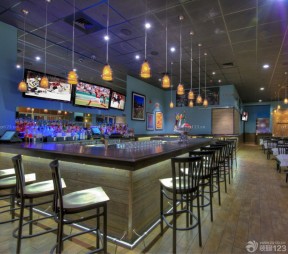 酒店吧臺裝修效果圖 簡約吊燈裝修效果圖片