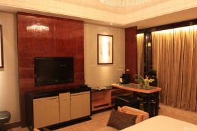 小型酒店设计效果图 瓷砖电视背景墙装修效果图片