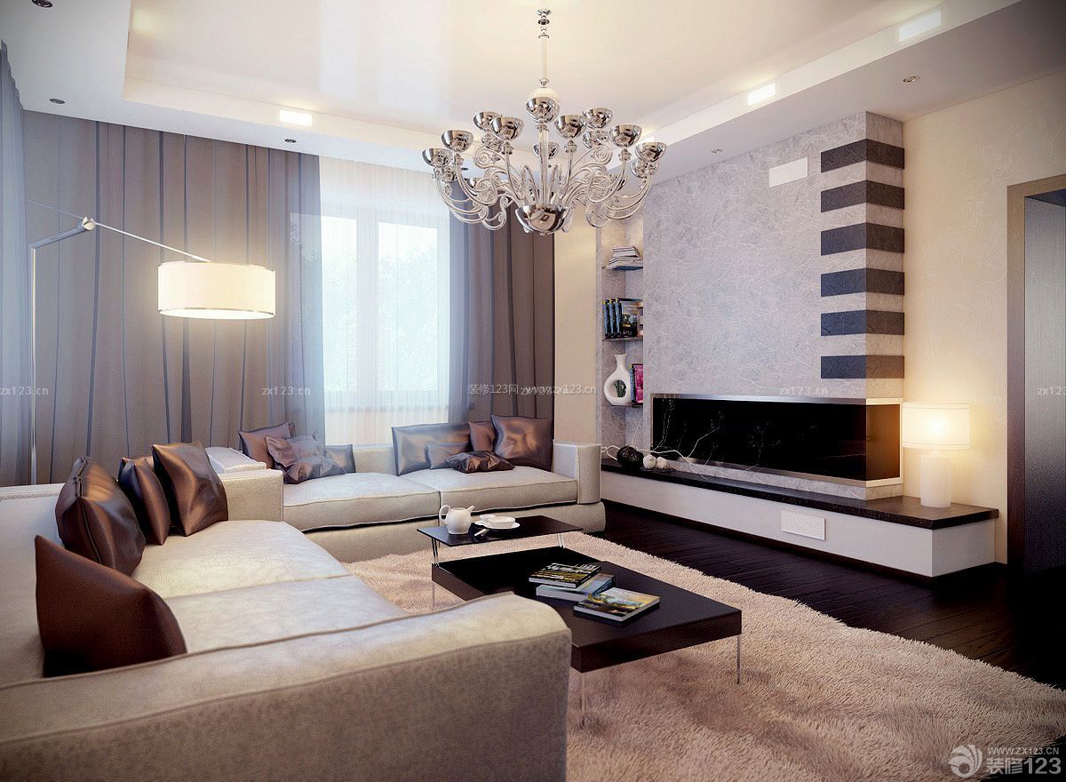 欧式80平米房子客厅沙发摆放装修设计图