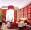 现代中式家装婚房卧室窗帘图片