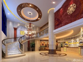 小型酒店大廳效果圖 弧形梯裝修效果圖片