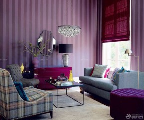 50多平米小户型房屋设计图 紫色墙面装修效果图片