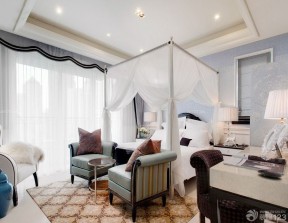 美式简约风格婚房卧室窗帘图片