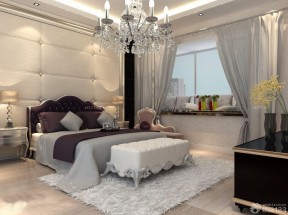 现代欧式风格婚房卧室窗帘图片