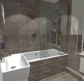 家庭卫生间砖砌浴缸装修效果图大全2021图片-每日推荐