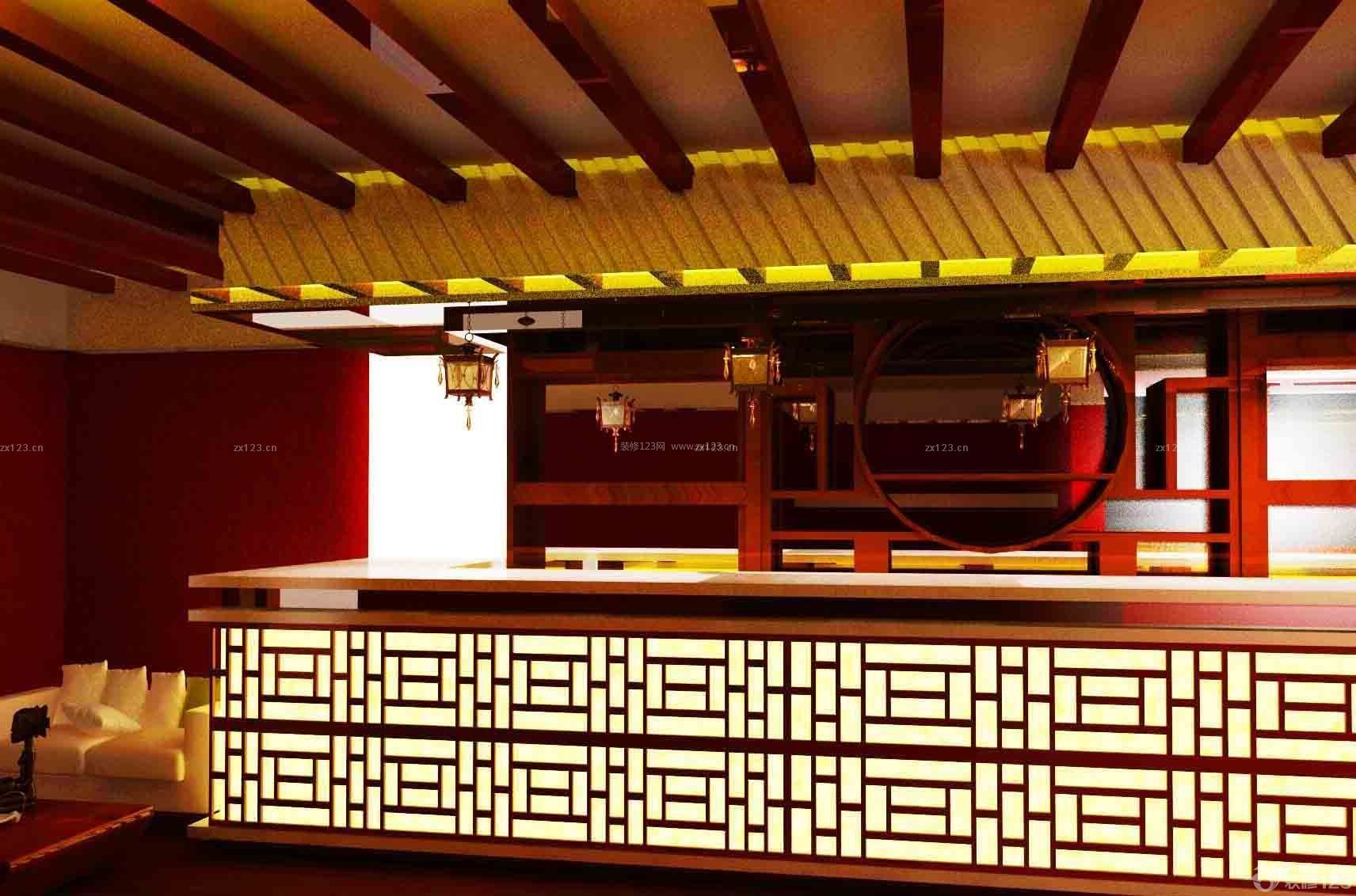 小型酒店吧台中式风格装修效果图