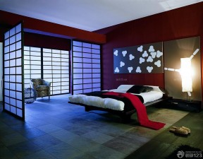 卧室床头背景墙 现代日式装修效果图