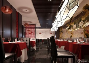 现代中式设计酒店餐厅石膏吊顶图片