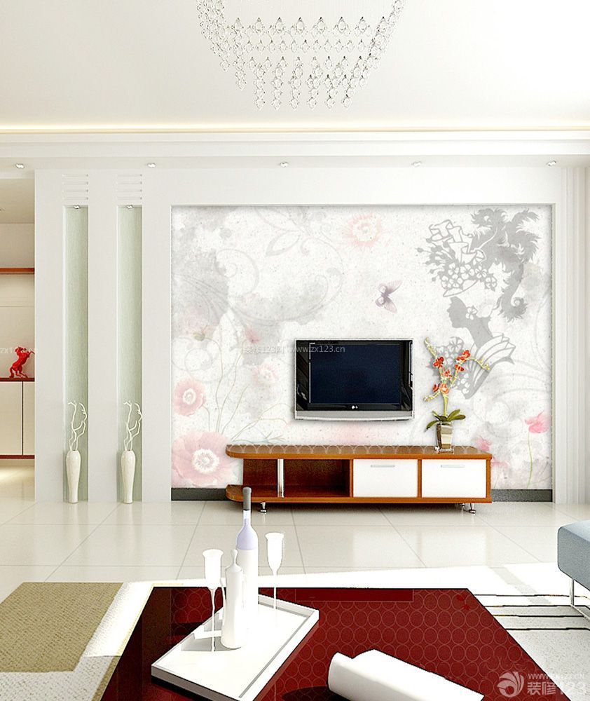 现代简约室内电视背景墙设计装饰图片_装修123效果图
