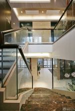 中式家庭别墅玻璃楼梯梯扶手图片