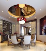 新中式餐厅玄关玻璃楼梯装修效果图