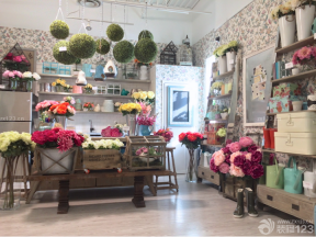 鮮花店設(shè)計(jì) 小花壁紙裝修效果圖片