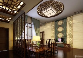 中式客厅瓷砖背景墙效果图 家庭中式装修效果图片