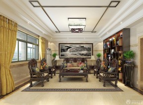 中式客厅瓷砖背景墙效果图 小户型精致装修
