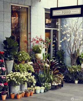 鮮花店店面門頭花瓶盆景裝修圖片大全